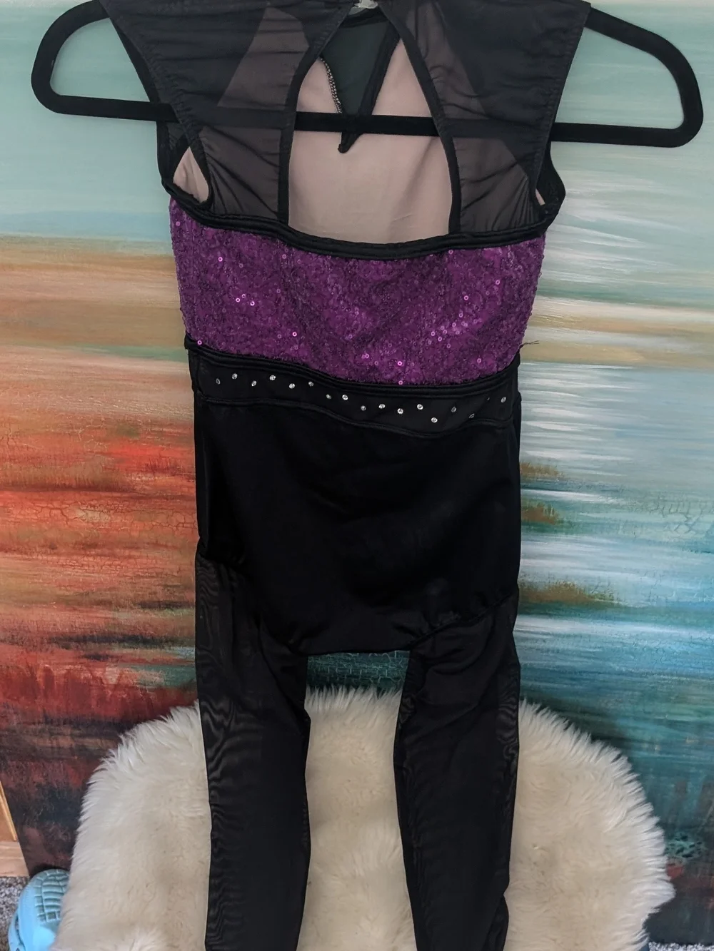 Weissman Purple and Black Sequin Childs Dance Leotard 